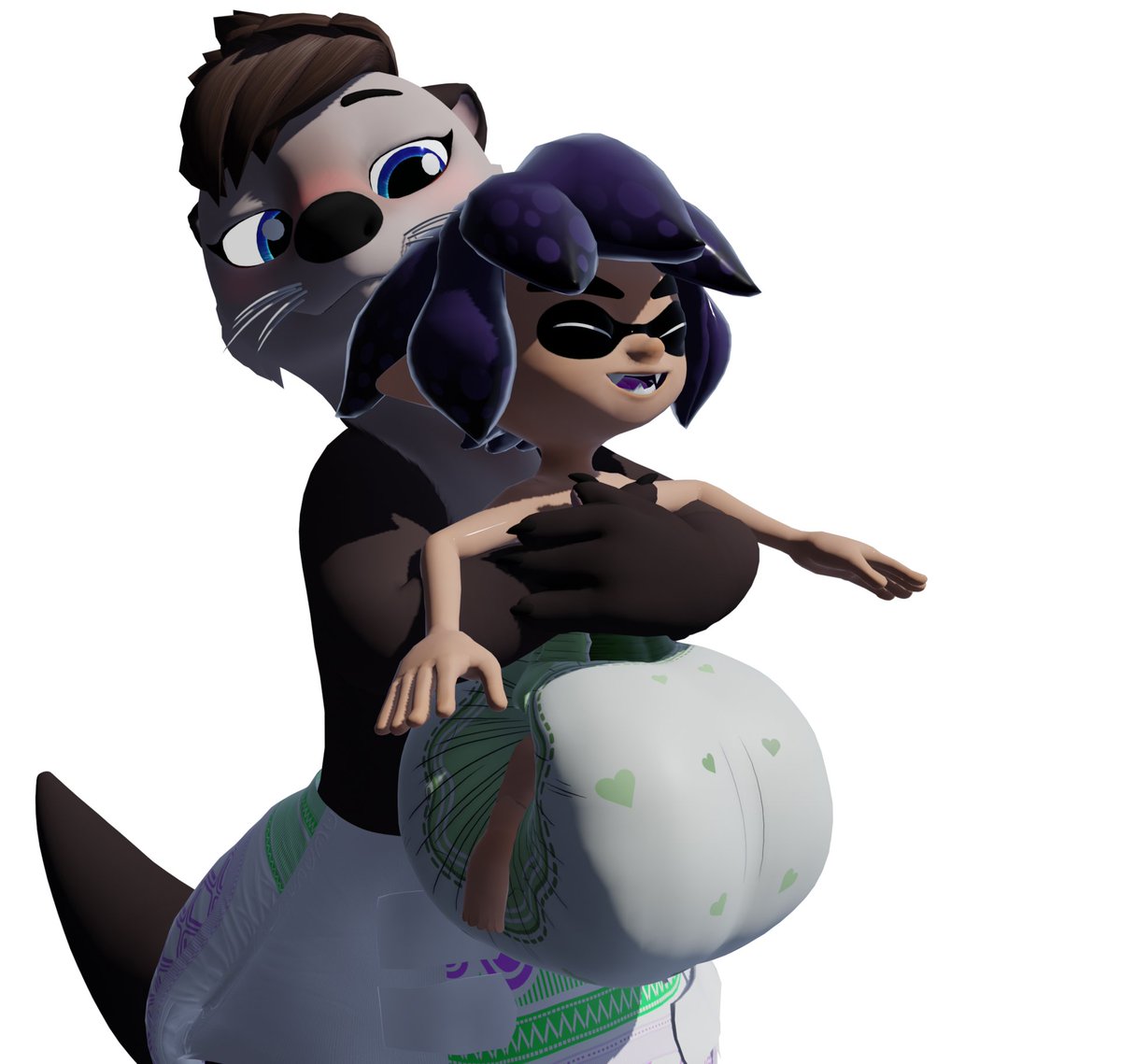 “well aren’t you just the cutest lil inkling I’ve ever seen!~ ill also make sure you have swim diapers on before taking you out to the lake with me~”  Wonderful pic made by Yuna: bsky.app/profile/did:pl…