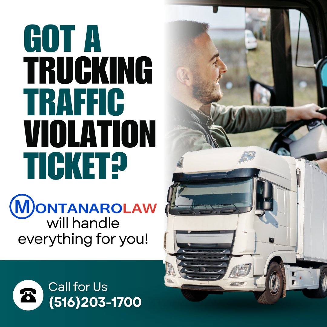 montanarolaw's tweet image. Trucking traffic violation? MontanaroLaw has you covered. Call us today! #TruckingTrafficViolation #MontanaroLaw #LegalHelp #TicketDefense #TrafficLaw #LawFirm #LegalSupport #TruckingTickets #DefenseLawyer

(516)203-1700
montanarolaw.com
info@montanarolaw.com