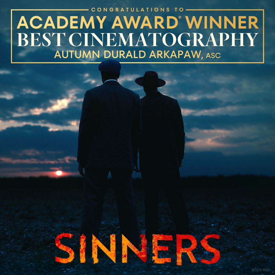 Thank you to the Academy for honoring “Sinners” Cinematographer Autumn Durald Arkapaw, ASC with the Academy Award® for BEST CINEMATOGRAPHY at the 98th Academy Awards!

With this achievement, Autumn is the first woman—and the first woman of color—to win the award in the history of
