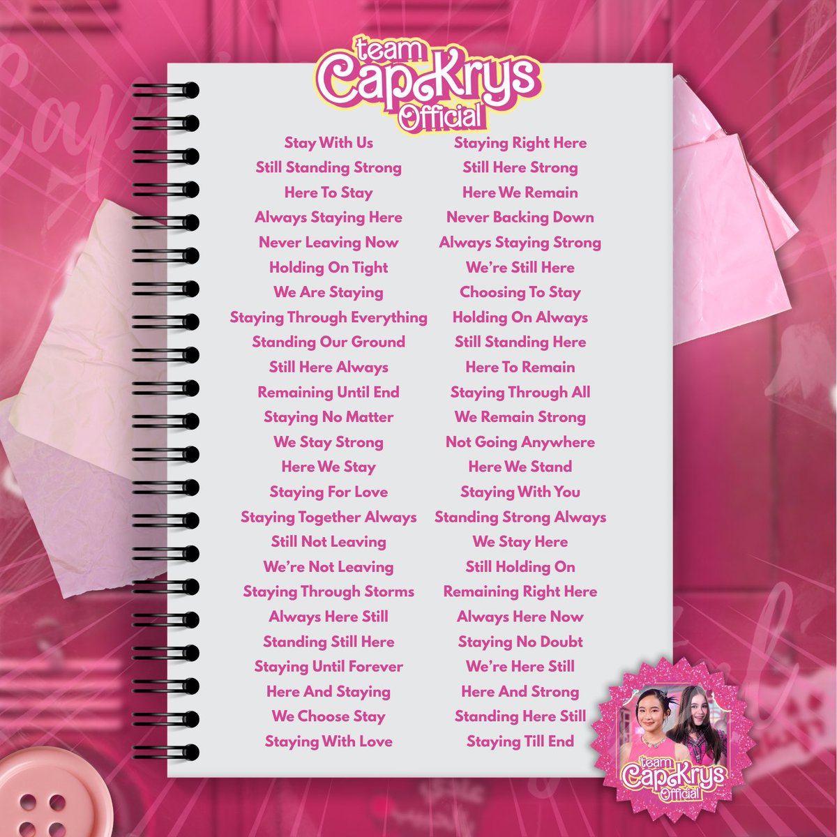 tag booster one

reply as many as you can, sparCKles!

reminders:
• no emojis
• no all caps
• no numbers
• engage with big accounts
• RT and Quote

KAPCHAT TIME WITH CAPKRYS