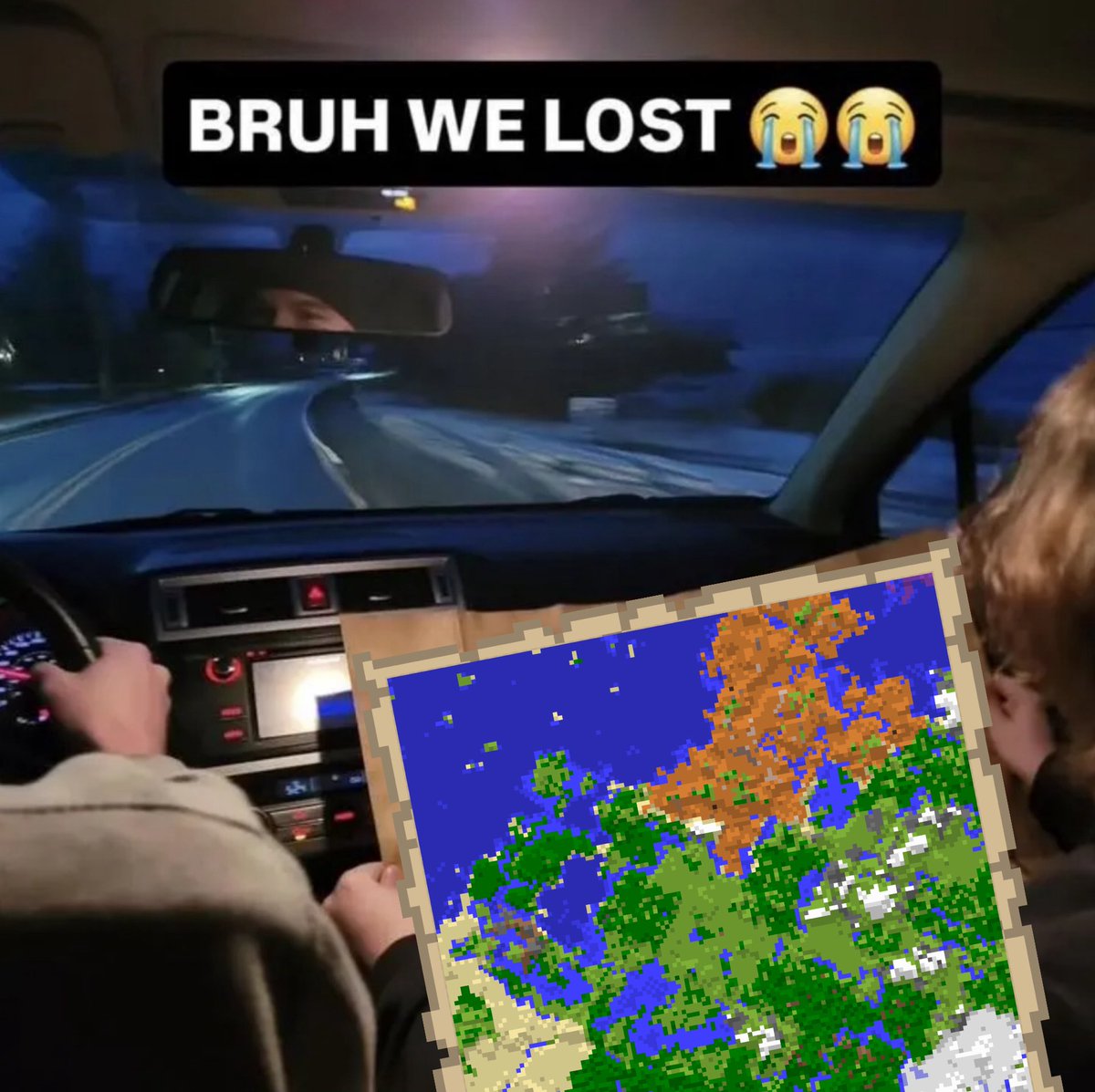 MeincraftSteve's tweet photo. Yeah we are NOT finding our way home 😭 https://t.co/QPsgbf4Iwc