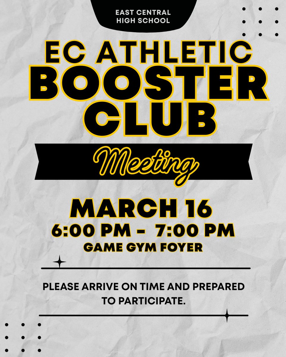 _ECAthletics's tweet image. Hornet Athletic Booster Club MeetingJoin us Monday, March 16 from 6:00–7:00 PM in the Game Gym Foyer.
 Come support EC Hornet Athletics and stay involved with everything happening in our programs!
#SupportOurAthletes
@ECISDtweets @ArriolaSuzette @maggiwelham @joehubb74