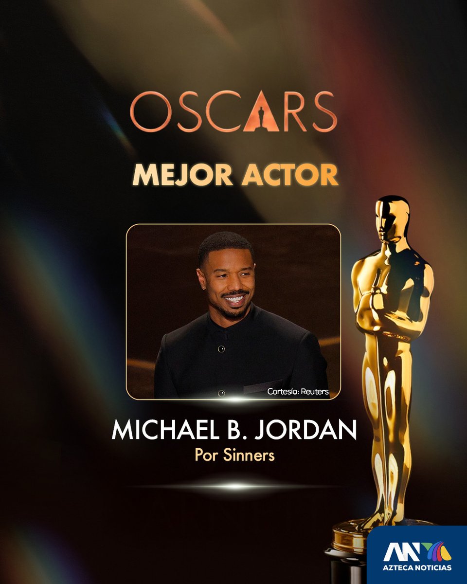 AztecaNoticias's tweet photo. 🏆🎬 #ElOscarEs para Michael B. Jordan a Mejor Actor en los Premios #Oscar, consolidando uno de los momentos más importantes de su carrera en Hollywood.

Su actuación conquistó a la Academia y al público, confirmándolo como una de las grandes figuras del cine actual. ✨🎥 

#Oscar2026