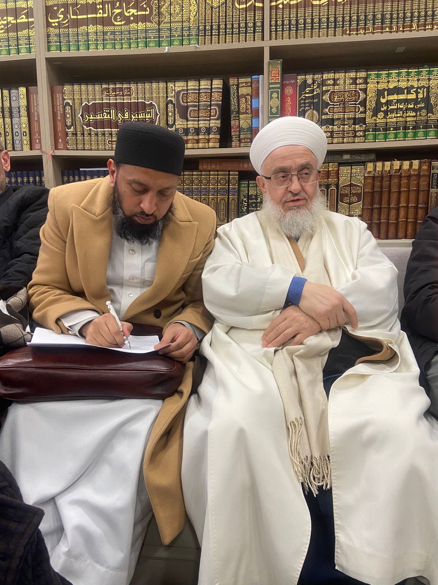 Alhamdulillah in a meeting with Shaykh Saleh Al Naqshbandi حفظه الله in Istanbul He is a Senior Sufi Scholar and Student of Shaykh Mehmood Al Afandi رحمه الله
I also presented a book of Sayyidi Imam Ahmad Raza Khan رحمه الله
أعجب الإمداد فى مكفرات حقوق العباد
 to him
03/26