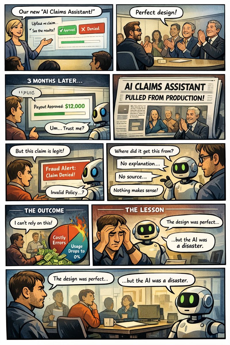 kankipati's tweet photo. The Designer’s Mindset Shift for Agentic AI
Designing for agentic AI requires a fundamental shift in mindset. Instead of treating the system like predictable software with fixed outputs, designers must think of AI as an autonomous collaborator that operates with uncertainty. This means designing for transparency, verification, and human oversight—ensuring users can understand the AI’s reasoning, evaluate its confidence, and challenge its decisions when needed. The goal is no longer just a polished interface, but a trusted working relationship between humans and intelligent systems.

#AgenticAI #AIUX #UXDesign #ProductDesign #DesignLeadership #HumanAI #TrustInAI #ResponsibleAI #FutureOfDesign