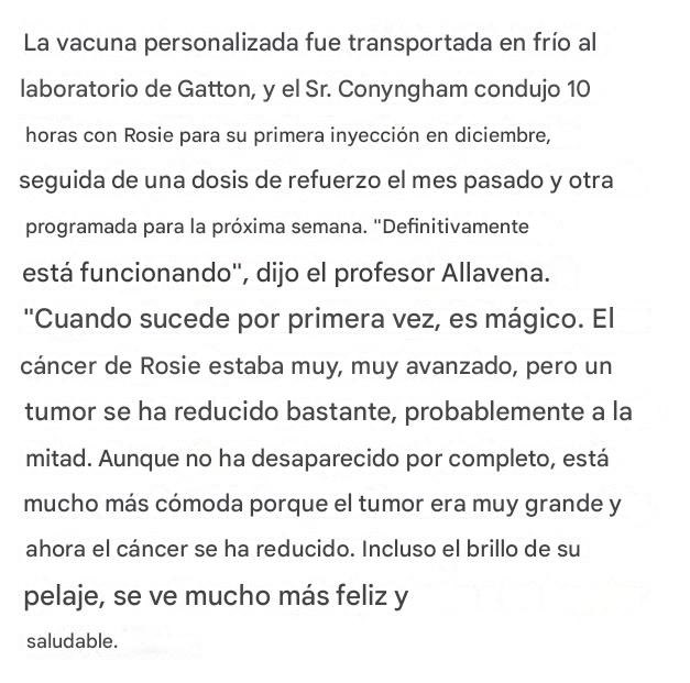 TuiteroSismico's tweet photo. CURA CANCER ?! 
Esto es una locura un hombre común y corriente crea una vacuna contra un cancer que tenía su perrita !! 

Un informático en Australia, adopta una perrita rescatada con cáncer, solo tenía unos meses de vida. Paga 3000 dólares para secuenciar el ADN de su tumor y lo introduce en ChatGPT y AlphaFold. El Sin conocimientos de biología, Identifica proteínas mutadas y las relaciona con dianas farmacológicas. 
Diseña una vacuna de ARNm personalizada contra el cáncer desde cero!
 Un profesor de genómica se queda atónito al ver que un amante de los perros lo ha hecho por su cuenta.
Necesita aprobación ética para administrarla y La burocracia tarda más que diseñar la vacuna, luego de 3 meses, finalmente es aprobada!!
Conduce 10 horas para ponerle a Rosie su primera inyección, tras esto El tumor se reduce a la mitad, el pelaje vuelve a brillar, su perrita está viva y feliz

Un científico dice: «Si podemos hacer esto por una perra, ¿por qué no lo aplicamos a los humanos?»

Un hombre con un chatbot y 3000 dólares ha superado a toda la industria farmacéutica.

Vamos a curar muchísimas enfermedades… si los laboratorios lo permiten !! 

Y si es cierta esta historia!