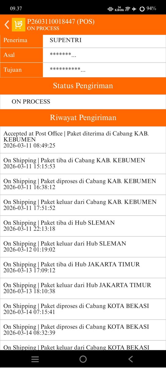 f3feyy's tweet photo. @PosIndonesia Tolong dong min ini padahal dikirim sesama Bekasi jg https://t.co/OL8GxaIY7G