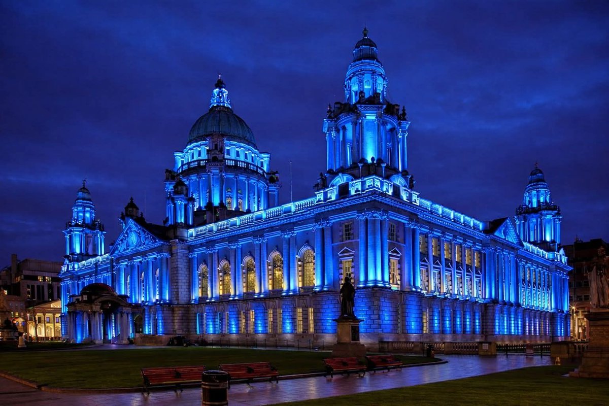 Belfast City Hall lit up blue tonight for the League Cup Winners Linfield 💙🏆