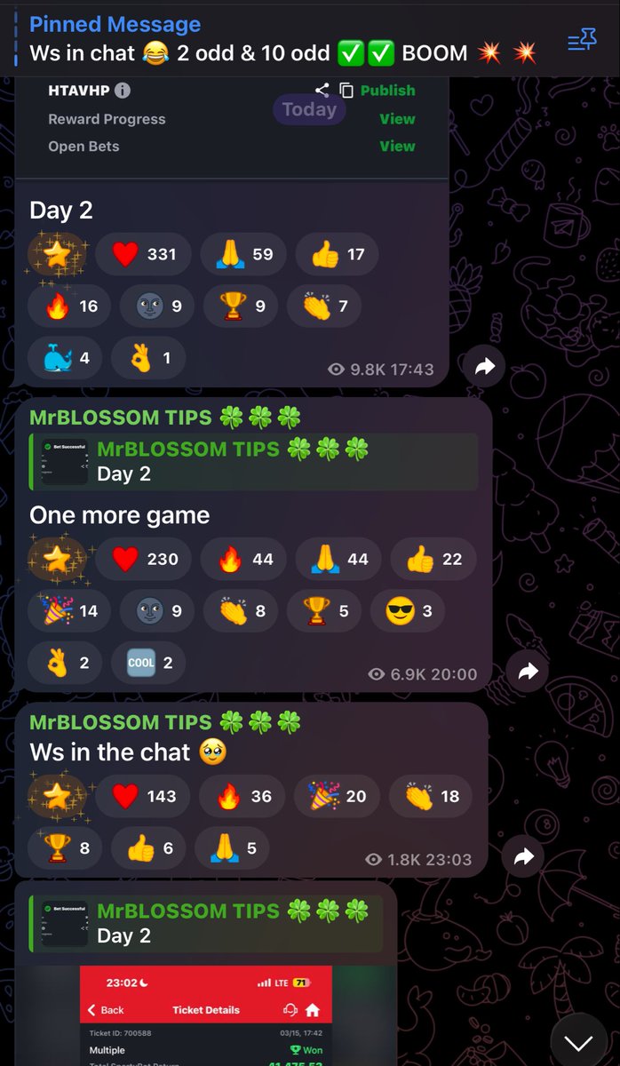 If you’ve missed the rollover so far …

Join the channel: t.me/Mrblossomtips

5 days to go, let’s make this millions 🥹