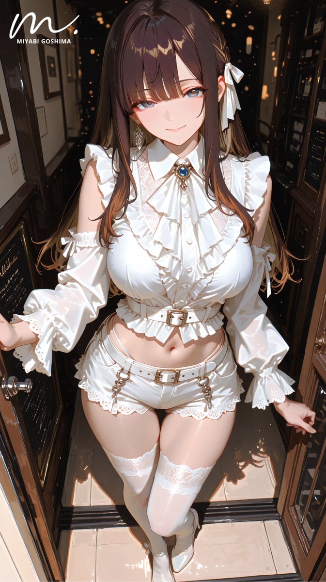 【Guest Wear】
kiaさんデザイン／真っ白な衣装

「今週もまっさらな気持ちで始めてみましょうか」🍚
GP Models:霜月さおり #AIart

 SFW anime-style illustration. No nudity, no suggestive intent.