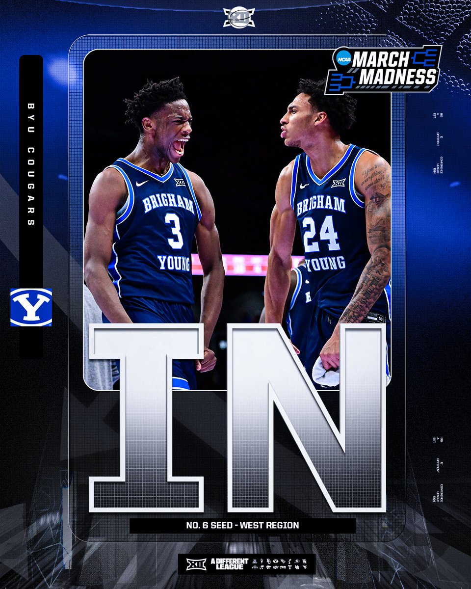 Big12Conference's tweet photo. LET'S DANCE @BYUMBB 🕺

#Big12MBB | @MarchMadnessMBB https://t.co/7Dm53u0OKV