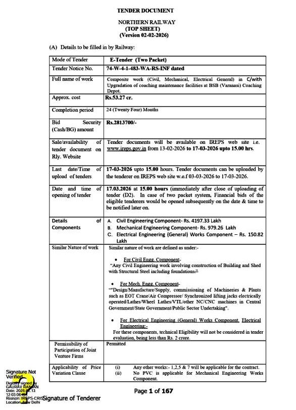 Railwhispers's tweet image. Major works for #Greenfield_projects and the #upgrade of existing #coaching facilities for #VandeBharat maintenance are being tendered nationwide..

@RailMinIndia @AshwiniVaishnaw @IR_CRB @CVCIndia @PMOIndia @GM_NRly @RailwayNorthern @RailSamachar @RailVisionTV @drm_lko @kkgauba