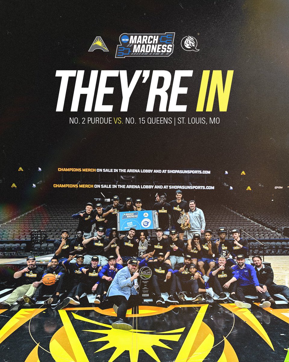 ASUNSports's tweet photo. Letโs dance, @queensMBB ๐
#ASUNMBB x @MarchMadnessMBB https://t.co/EbVhIYtzbc