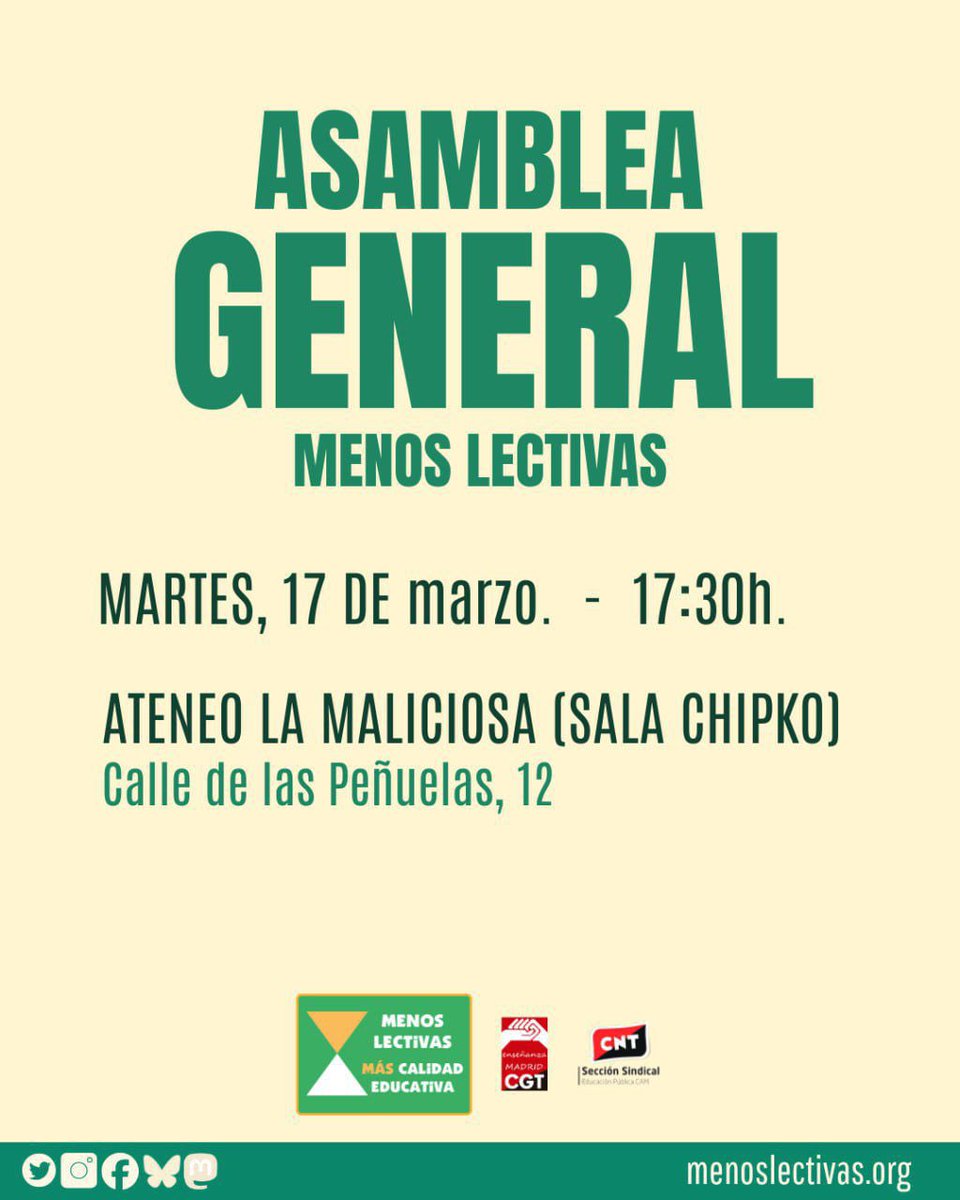Asamblea Menos Lectivas #SalvemosLaPública tweet media