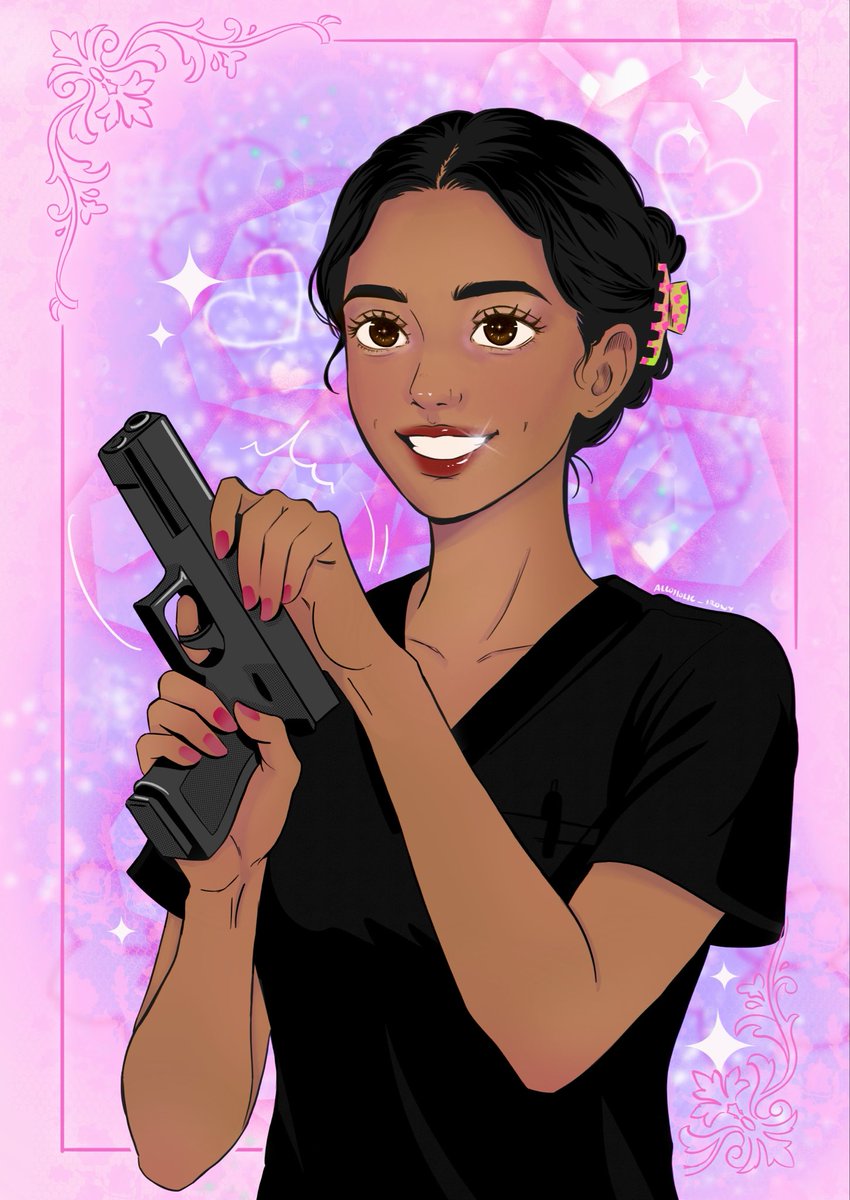 alcoholic_irony's tweet photo. r*bby pissed me off so here’s samira with a gun https://t.co/JO6ubgBzLh