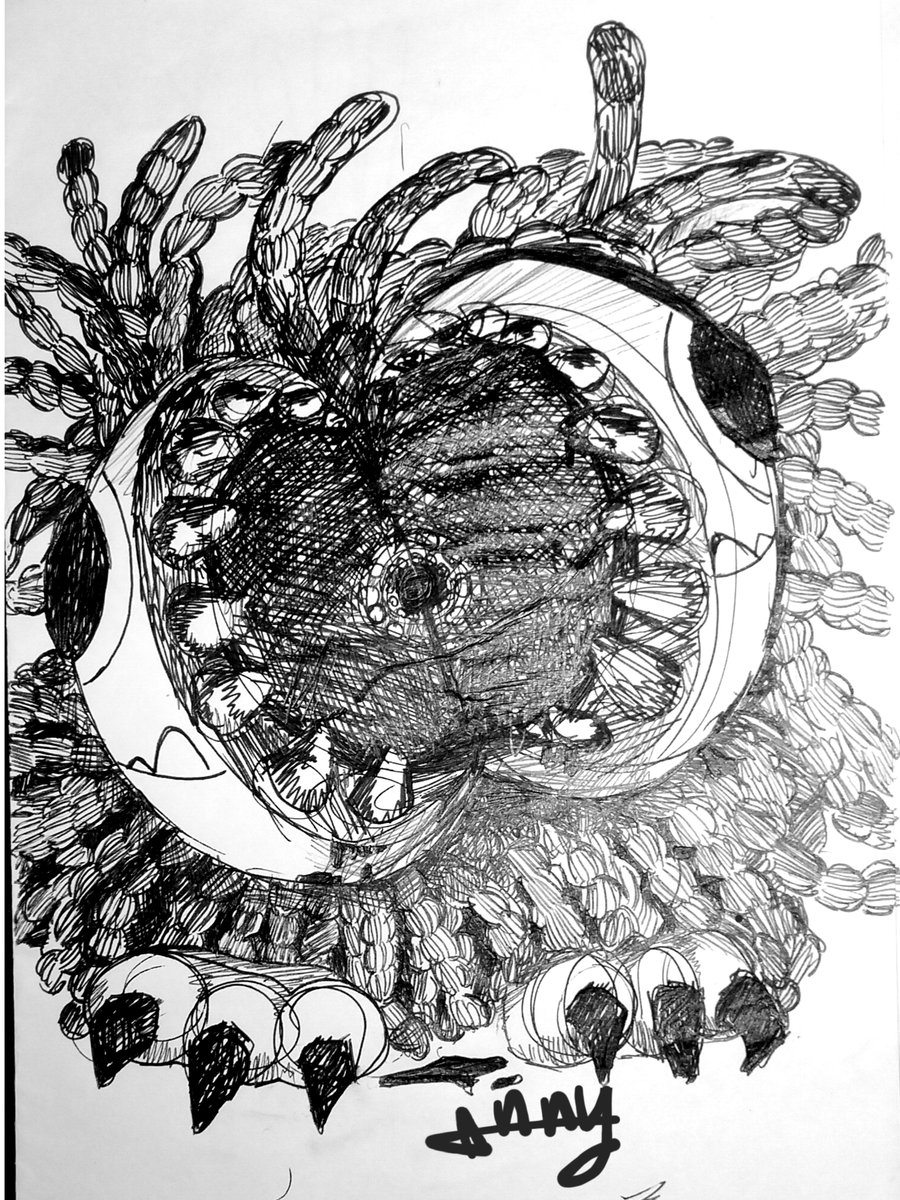 anny123men's tweet photo. Dibujo de el león de lana de #PoppyPlaytime a lapicero #dibujos #art #terror #viral https://t.co/FxVdgf8yet