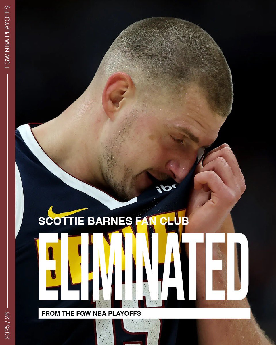 FGWNewsReport's tweet photo. The Scottie Barnes Fan Club have officially been eliminated from the playoffs. https://t.co/C3dpgxf4sE