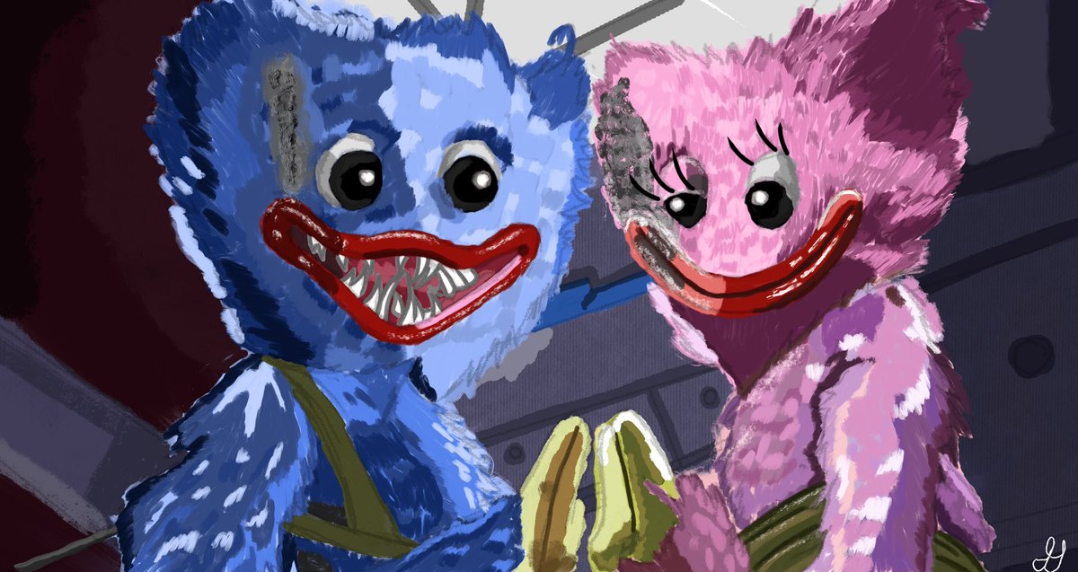 I drew huggy and kissy from poppy playtime I’m also trying to get verified to be a VGen artist my link is VGen.co/RinHaruno #VGenCode