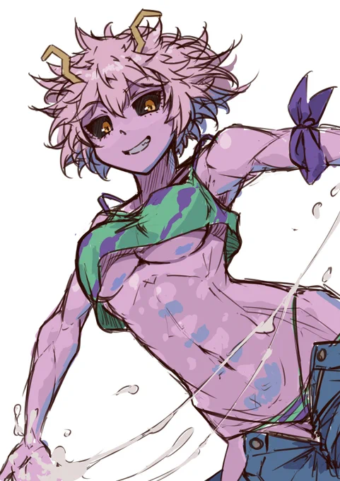 次の二次絵は芦戸三奈ちゃん描いてます。 めっちゃ薄着で。