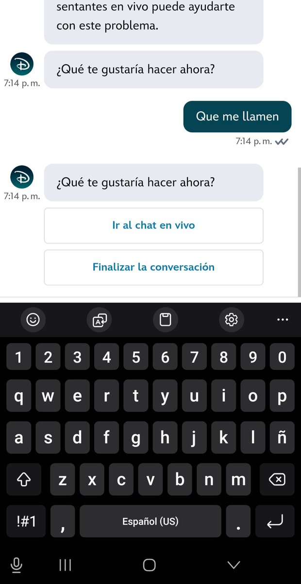 Awka42947483's tweet photo. @disneyplusla envié mensajes, posteos, consultas y hasta ahora no responden, ultimo contacto de hoy 👇🏿 https://t.co/BTD22v6CZJ