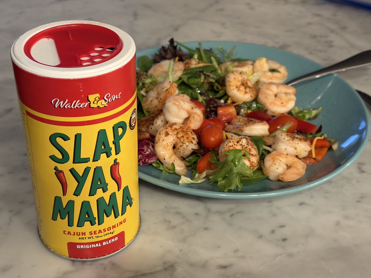 randall_michael's tweet photo. Yes please! Seasoned up the shrimp for a salad. Outstanding! You gotta try the Slap Ya Mama Cajun from Walker and Sons! @SlapYaMama https://t.co/qa5Ekhxcec