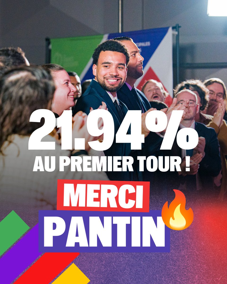 Vous êtes 21.94% à avoir voté pour faire mieux pour #Pantin !

Vous êtes 2 fois plus à avoir voté pour #LaForceInsoumise qu'en 2020. Merci aux habitants pour votre soutien !

On a déjà fait mieux et on va faire encore mieux pour Pantin le 22 mars.

En route pour le second tour 🔥