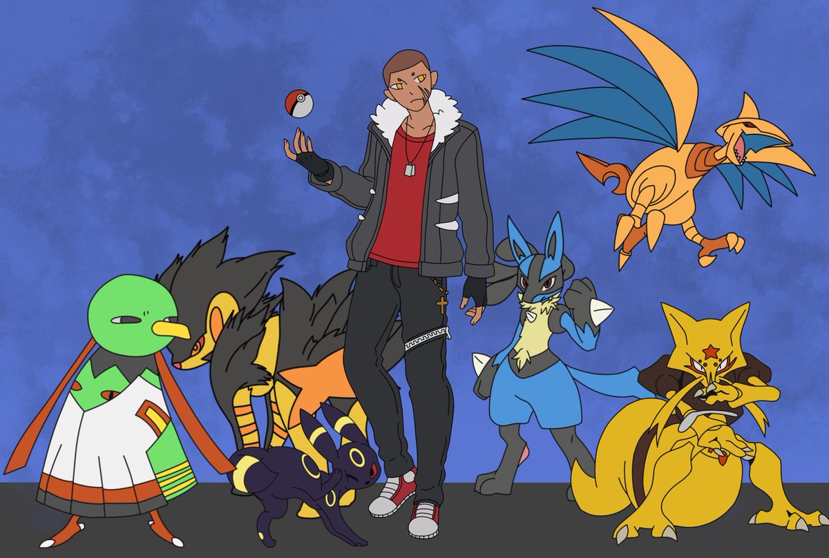 exe_bastard's tweet photo. Ahijado as a Pokémon trainer and his team
#pokemon #dnd #oc #pokemontrainer #alter #art #digitalart https://t.co/2YjPq0bFWl