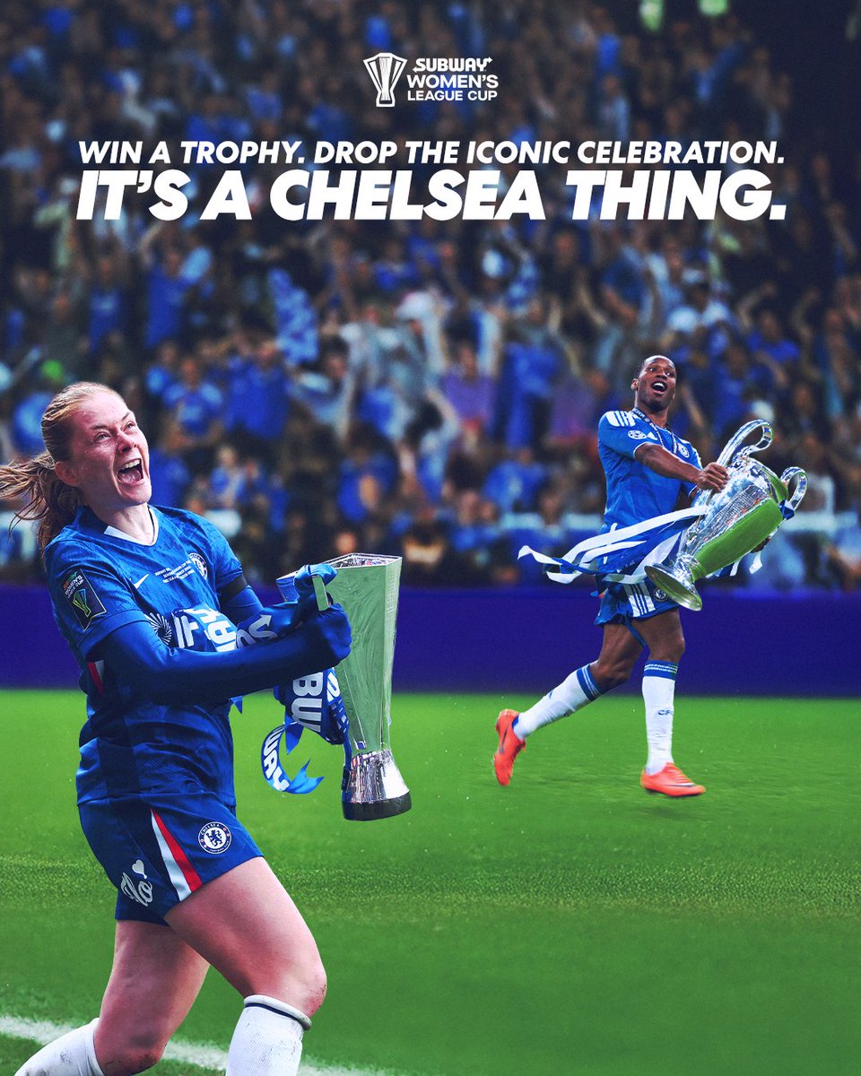 It's a Chelsea thing.

Sjoeke Nusken dropping Didier Drogba's iconic celebration with the #SubwayWLC trophy 🏆