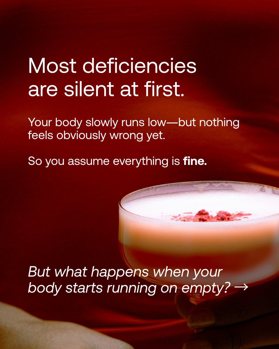 im8health's tweet photo. Your body rarely says,
“you’re deficient in something.”

Instead, it whispers.
Lower energy.
Brain fog.
Skin or hair changes.

Your body is always sending signals.
Sometimes we just don’t connect them to nutrition.

Start with the basics:
eat well, stay consistent, and make sure your body gets the nutrients it needs.

#CellularHealth #IM8Health #energy #IM8Science #Nutrition