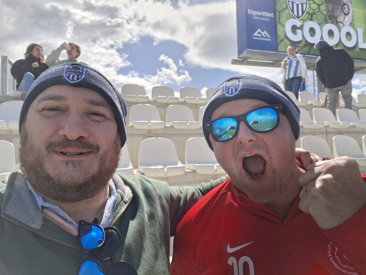 RadioactiveDogs's tweet photo. Wonderful time in Spain. @atleticbalears got another 3 points and had such a great day out as I always do. Did enjoy knowing @hanwelltownfc got a point the day before keeping up when Stans in Spain unbeaten streak https://t.co/Tsqeif4EwE