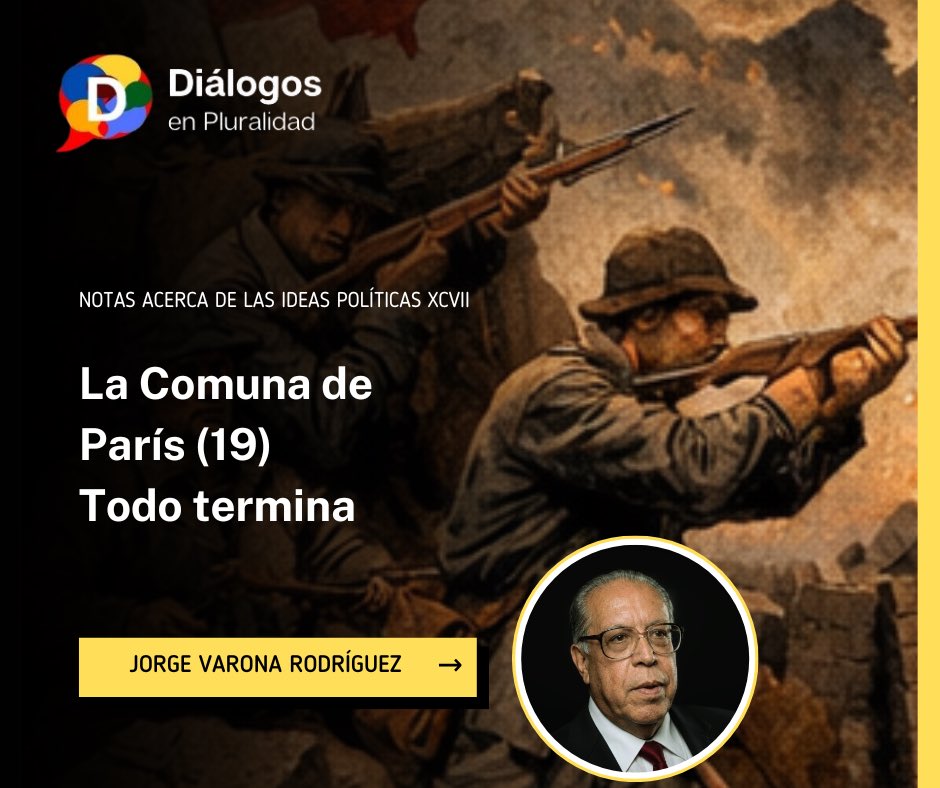 "La mano de la muerte se abate sobre cada piedra". 🥀
Mayo de 1871: El fin de la Comuna de París. Un relato crudo sobre las barricadas, el fuego en La Villette y el último disparo federado.

dialogosenpluralidad.com/la-comuna-de-p…
#ParisCommune #Historia #Politica #Lissagaray #Socialismo