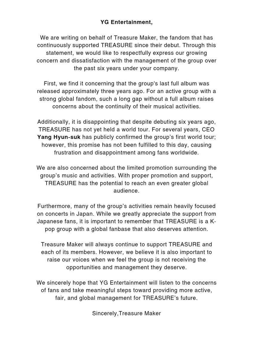 We are tired of saying this but we will continue because we love TREASURE with all our heart

#TreasureDeservesBetter
#LatamDeservesTREASURE 
<a href="/ygent_official/">YG FAMILY</a> <a href="/ygtreasuremaker/">TREASURE MAKER</a>