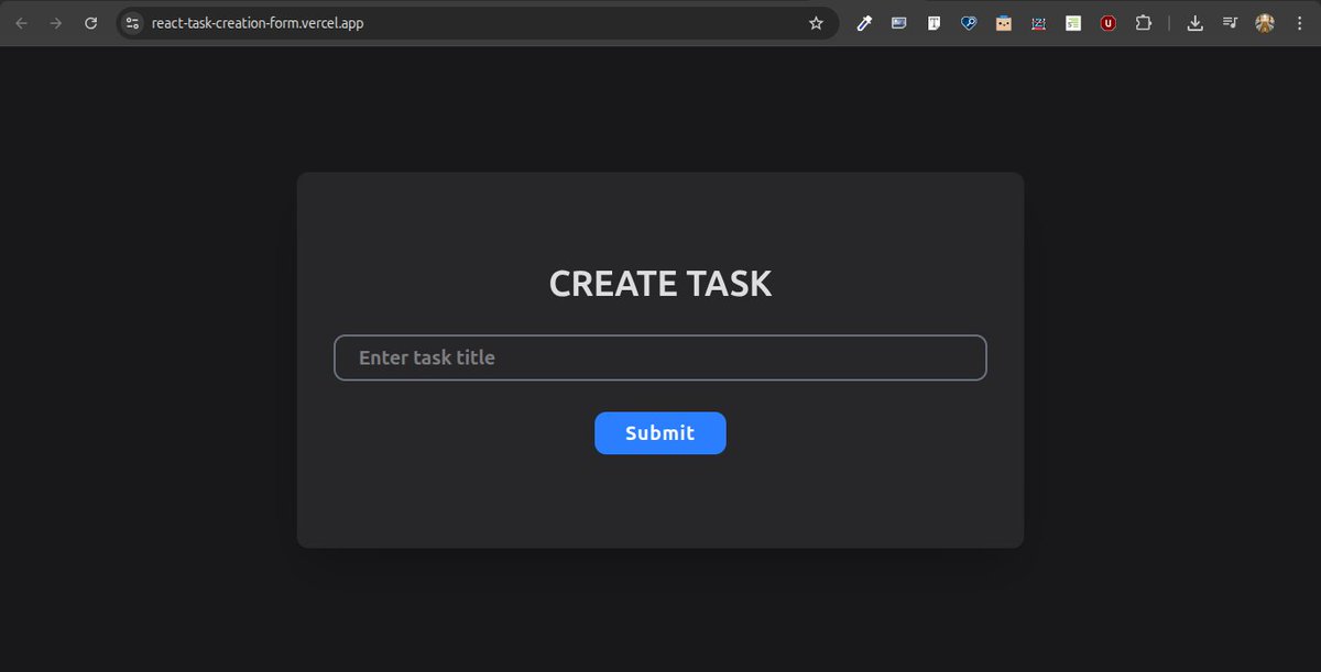 ManolisTheDev's tweet photo. Day 26 of #GDGoCBowen #GDGoC30DayChallenge #GDGoCBowen30DayChallenge
 Today, I built a Task Creation form in React with controlled inputs, form validation, and temporary success/error messages.
Code: https://t.co/tE7TOuTveL
Live:  https://t.co/JHvbI8UqCO

@gdgoc_bowen https://t.co/xLedudTMPp