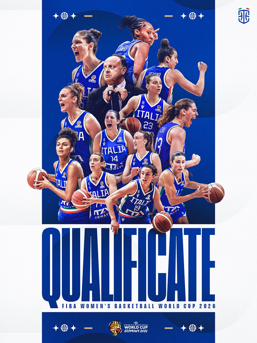 Italbasket's tweet photo. 𝐁𝐞𝐫𝐥𝐢𝐧𝐨 stiamo arrivando! 🌍
 
Hanno fatto la storia nell’estate ‘25 con un bronzo agli Europei e hanno fatto la storia stasera con una qualificazione ai Mondiali che mancava da 32 anni: queste 12 ragazze continuano a farci sognare 💙

#Italbasket | #FIBAWWC https://t.co/Io2YYxYhNo