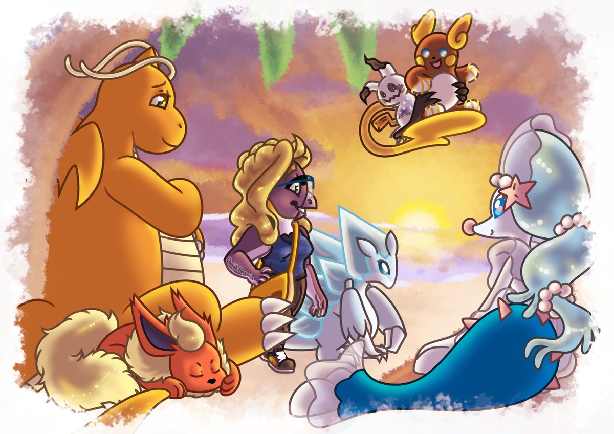 DanishPenguin's tweet photo. Another Pokémon Team tribute done, this time featuring my team from Ultra Moon ✨
Enjoy ❤❤❤
#pokemonteam #pokemonultramoon #oc #originalcharacter #alolanraichu #shinyalolanraichu #mimikyu #shinymimikyu #Primarina #alolansandslash #flareon #dragonite https://t.co/ATK4hUXtPE