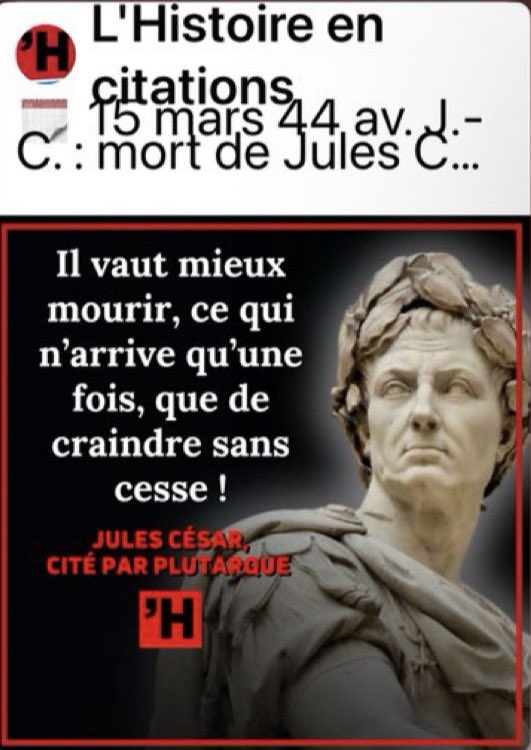 YNHallak's tweet photo. It is better to die—which happens but once—than to live in constant fear!
#JULIUSCAESAR, QUOTED BY #PLUTARCH https://t.co/5Ct5DoJod9
