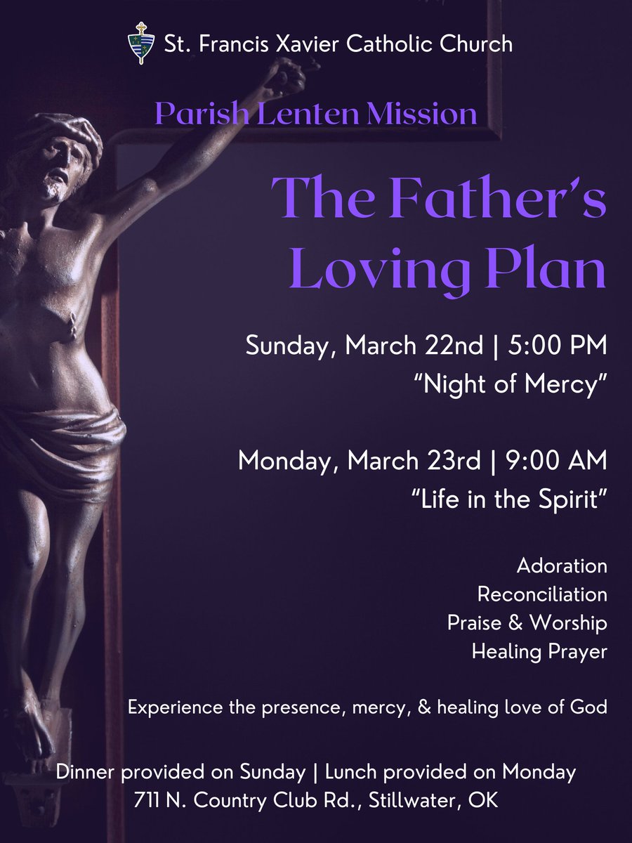 One week from today, our parish will gather for the Parish Lenten Mission: The Father’s Loving Plan. Lent is a time to return to the Lord and experience His mercy more deeply. We invite you to come spend time in prayer, worship, and encounter with Christ.