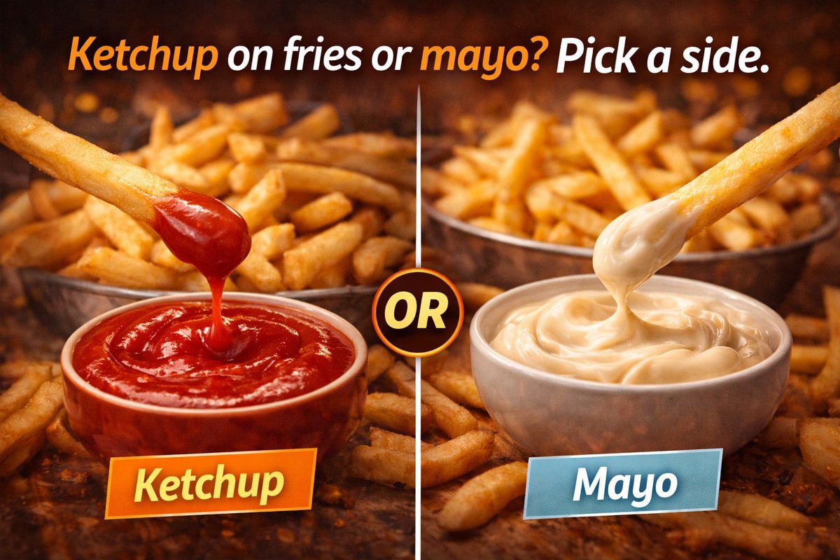 burp_big60941's tweet photo. Ketchup on fries or mayo? Pick a side.
#SundayDebate #FoodTalk #BigBurp #Fries https://t.co/NdPXbfLIcI