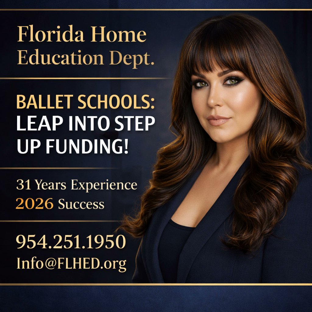 BALLET SCHOOLS: LEAP INTO STEP UP FUNDING! 🩰

Don’t wait until 4 PM for revenue. Enroll homeschoolers during the day. Fast 30-day approval.

Zero fluff. Max Return on Investment.

Sign up: Florida-Home-Education.sintra.site
954.251.1950 | Info@FLHED.org
