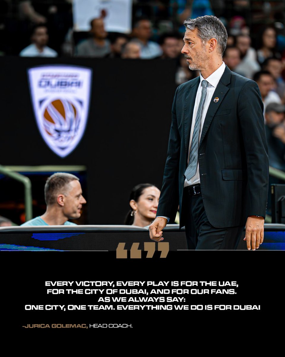 dubaibasket's tweet photo. One City, One Team. Head coach Jurica Golemac on what playing for Dubai means to the team. 🏀🖤 #WePlayForDubai https://t.co/hOqBS6sE2d