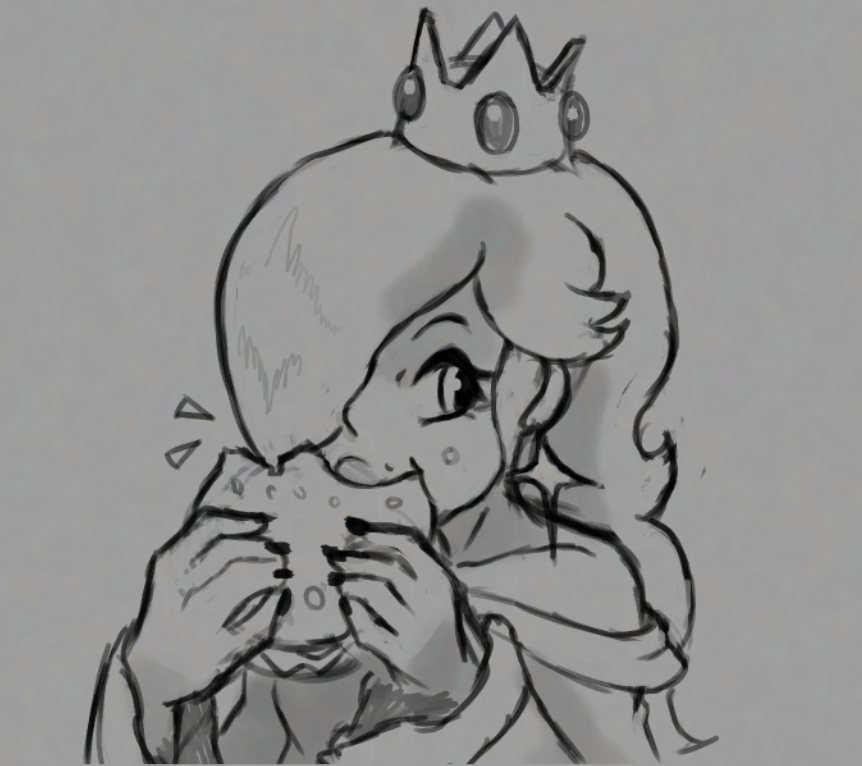 Also this doodle of Rosalina munching on a delicious burger