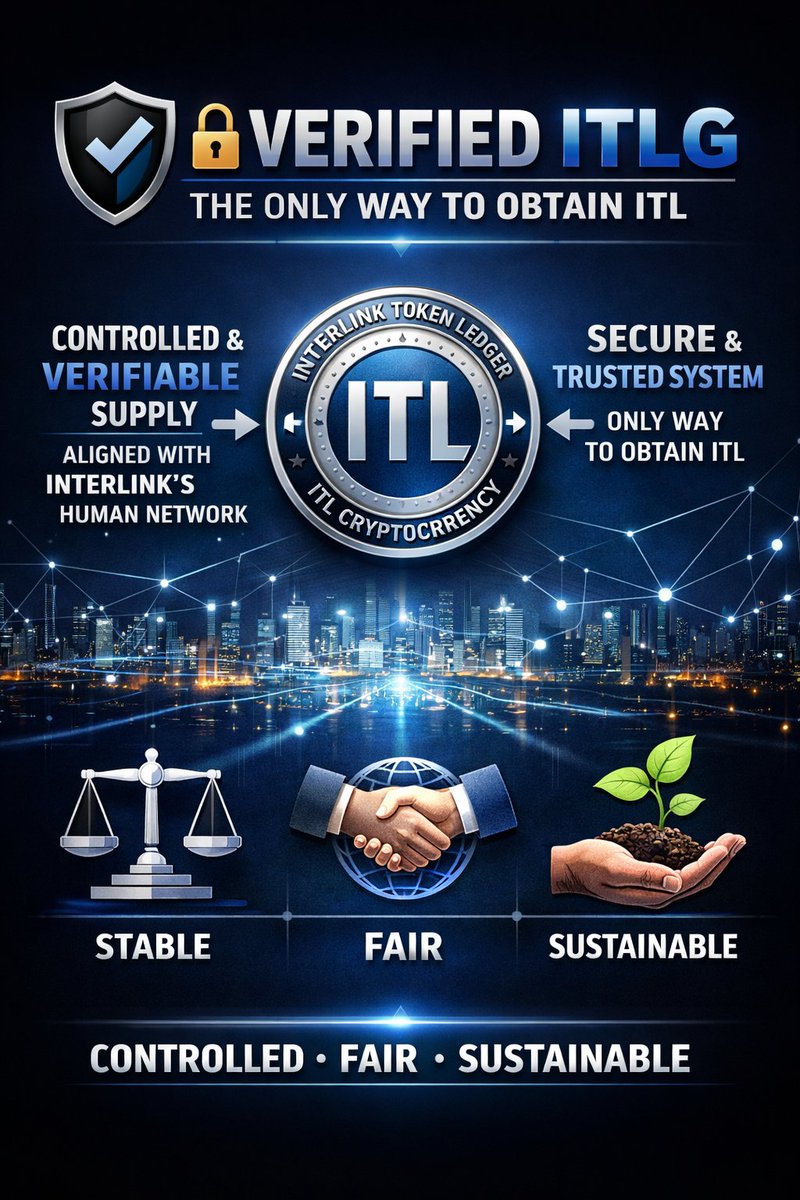 KumarBonga40677's tweet photo. Verified ITLG is the only gateway to ITL.
A controlled and verifiable supply built on trust within the human network. 🌐
Designed for long-term value — stable ⚖️ fair  and sustainable
Secure the future. Grow with confidence. 
#InterLink #ITLG #ITL 
#criptorevolution 
@reaina_itl https://t.co/8DLYSAF0TV