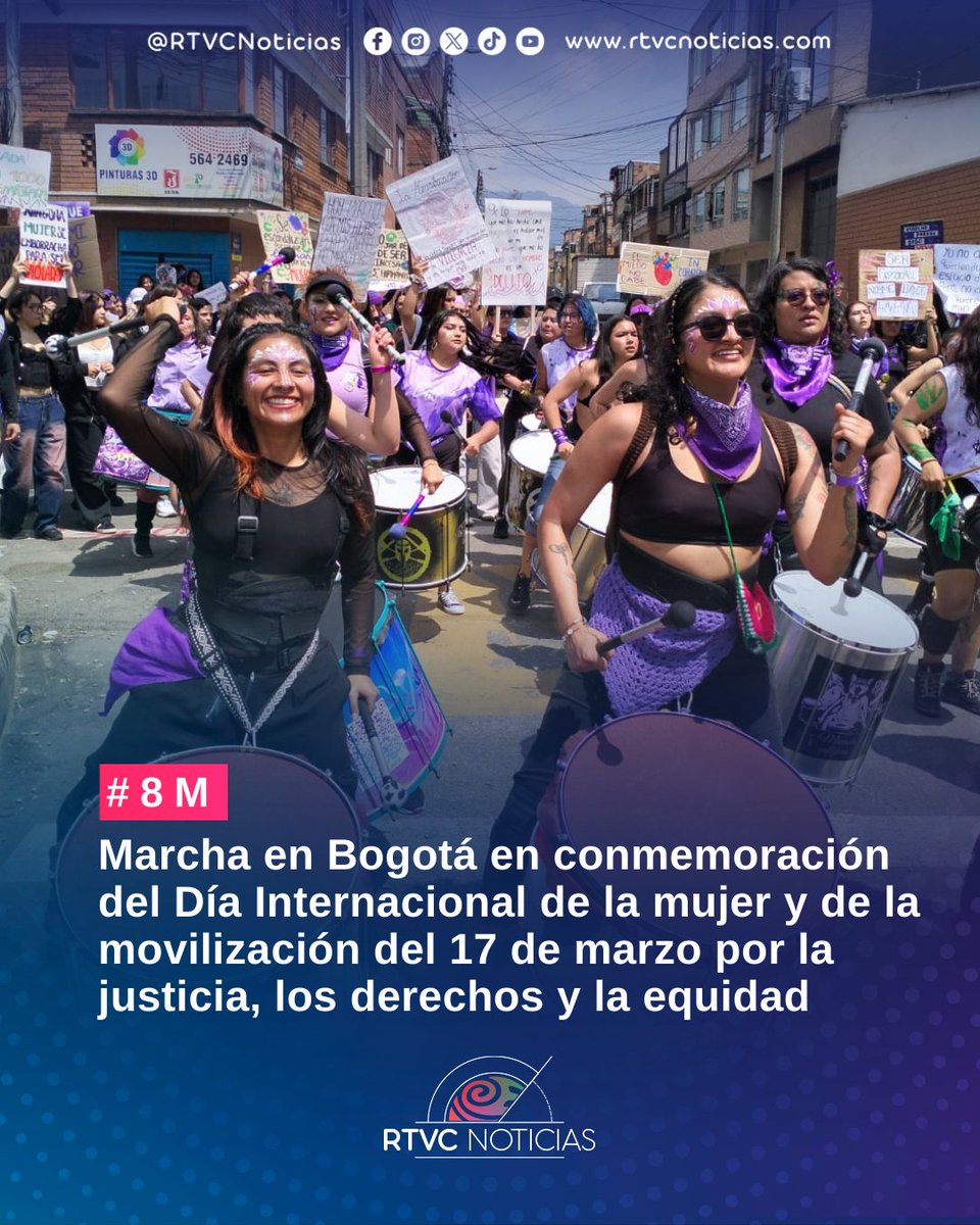 ♀️🗣️Colectivos y organizaciones sociales convocaron en Bogotá la marcha en conmemoración del Día Internacional de las Mujeres Trabajadoras, esto tras posponerlo por la jornada electoral del pasado 8 de marzo.

Desde las calles, el Sistema de Medios Públicos acompaña esta jornada