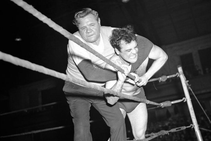 Babe Ruth during his time as a Pro Wrestling Referee. In 1945, ten ...