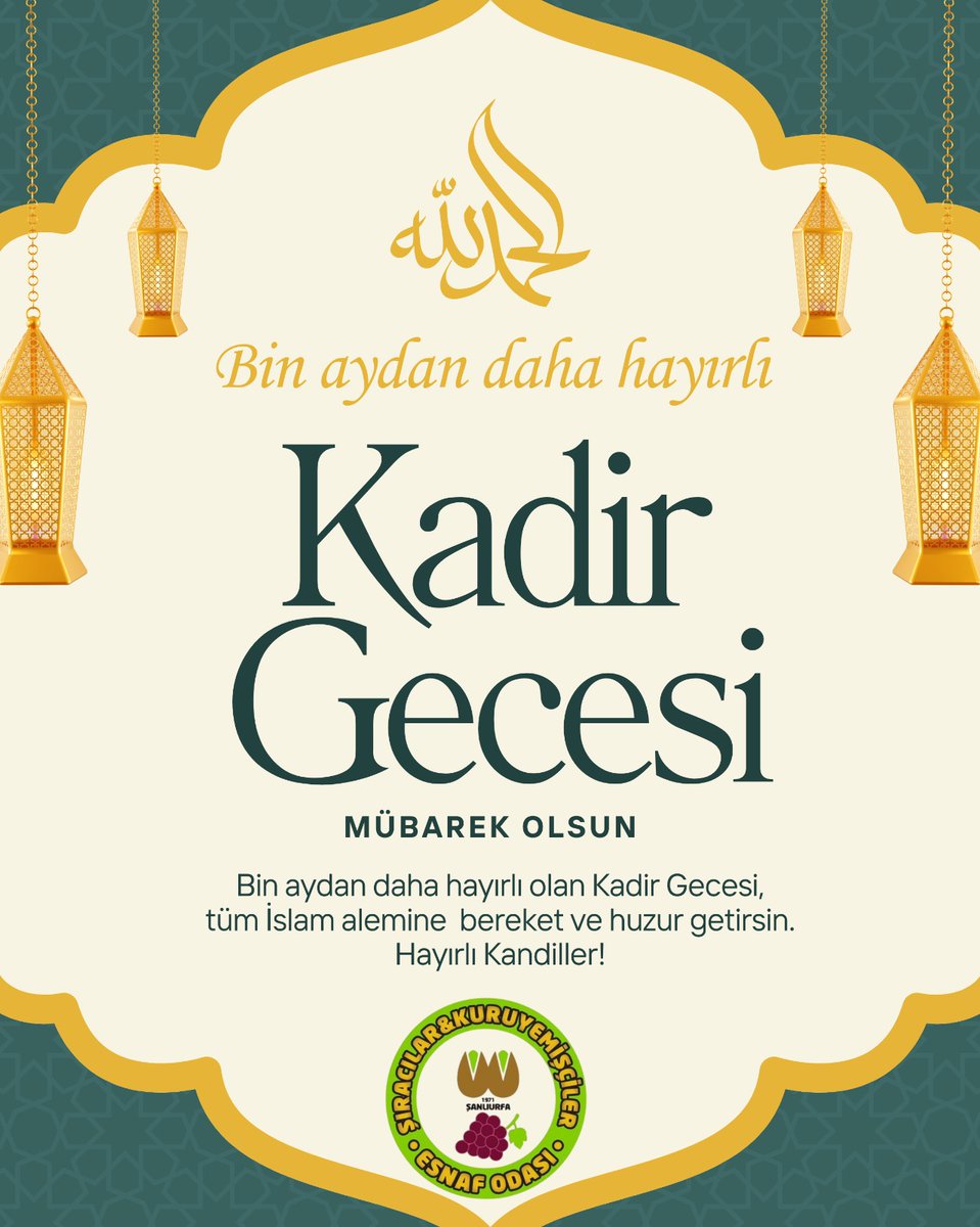 "Bin aydan daha hayırlı olan bu kutlu gecede, duaların göğe yükseldiği, kalplerin sevgiyle dolduğu bir an olsun. Rabbim dualarınızı kabul etsin. Kadir Geceniz mübarek olsun". #kadirgecesi #şanlıurfa #türkiye