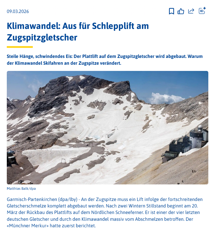 BRechercheteam's tweet photo. Nachdem 2022 dem Südlichen #Schneeferner der Status als #Gletscher aberkannt wurde, steht nun der Nächste an - der Nördliche Schneeferner. Dieser wird in den nächsten Jahren verschwunden sein. Diesen Monat beginnt man mit dem Rückbau des Schlepplifts. #Klimawandel https://t.co/1GY19suedC