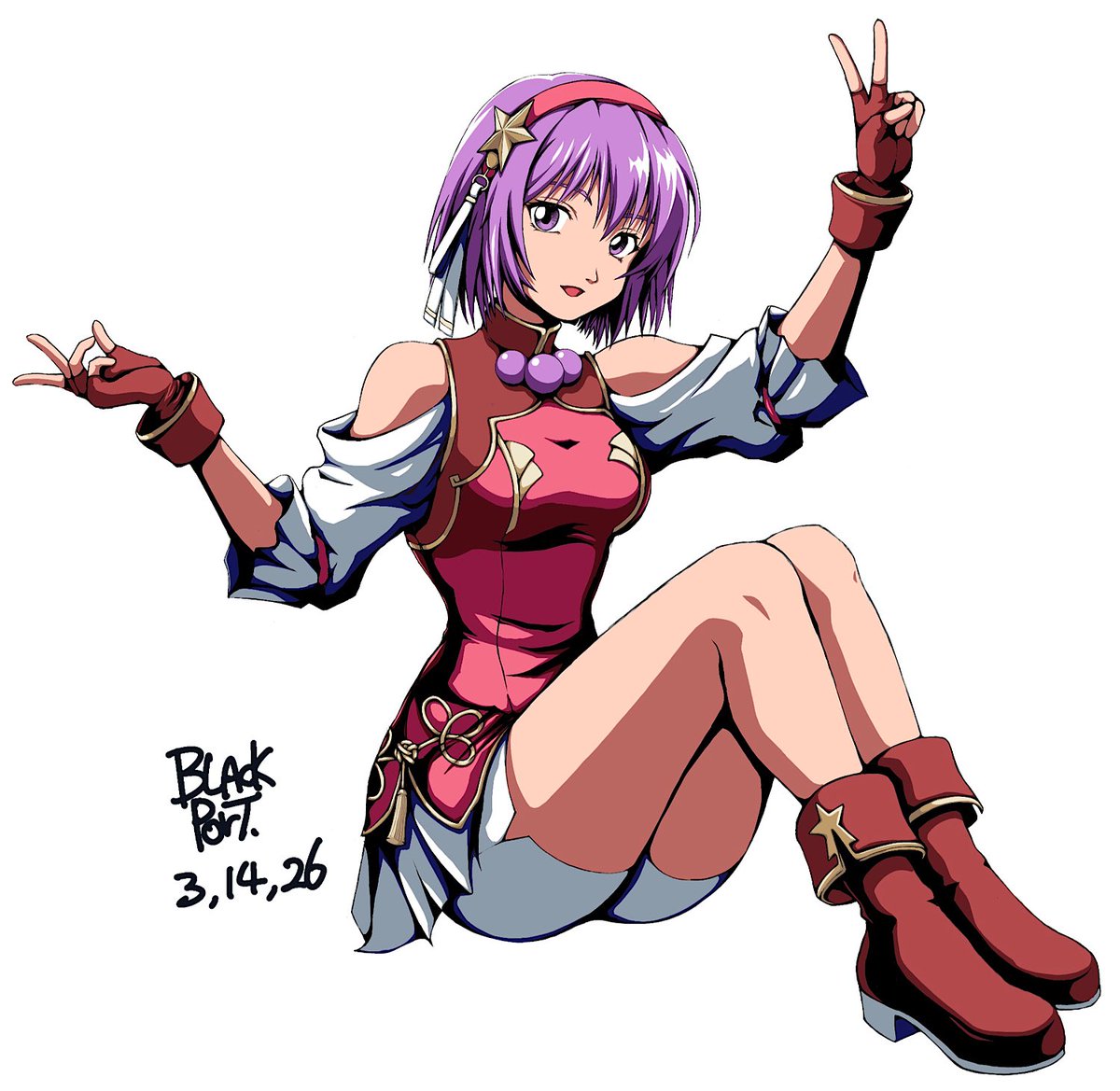 blacks0956's tweet photo. Background-free version of my Athena piece! 🥳

Original had Chinese-style City Pop neon city vibe 😊

Which do you prefer? Neon city background or solo version? Let me know! 🤔

Athena Asamiya KOF XV  
SNK Fan Art by blacks0956

#麻宮アテナ
#格ゲーキャラ描こうぜ https://t.co/e76mZ1jTtW