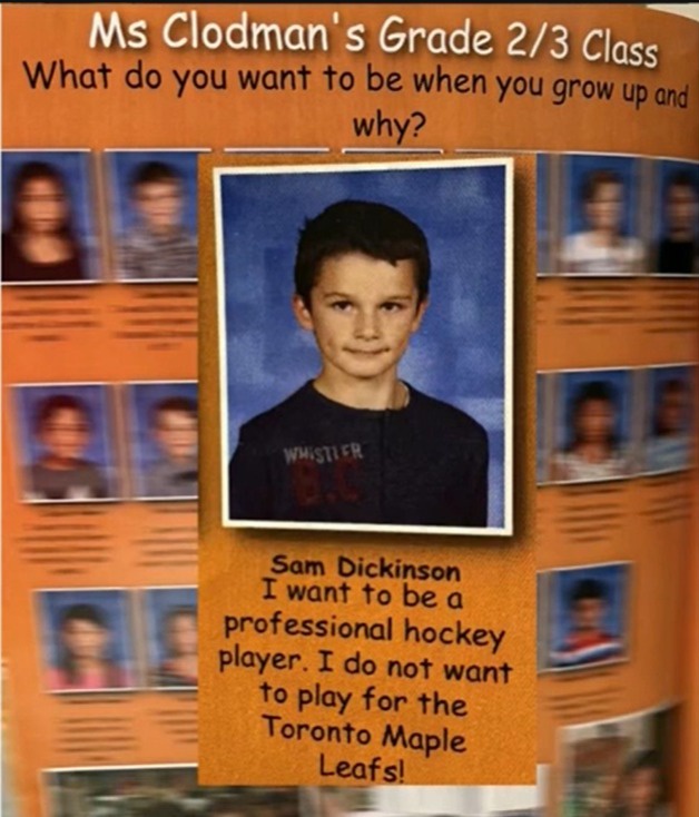 "i don't want to play for the toronto maple leafs" sam dickinson you have always been so funny 😭😂