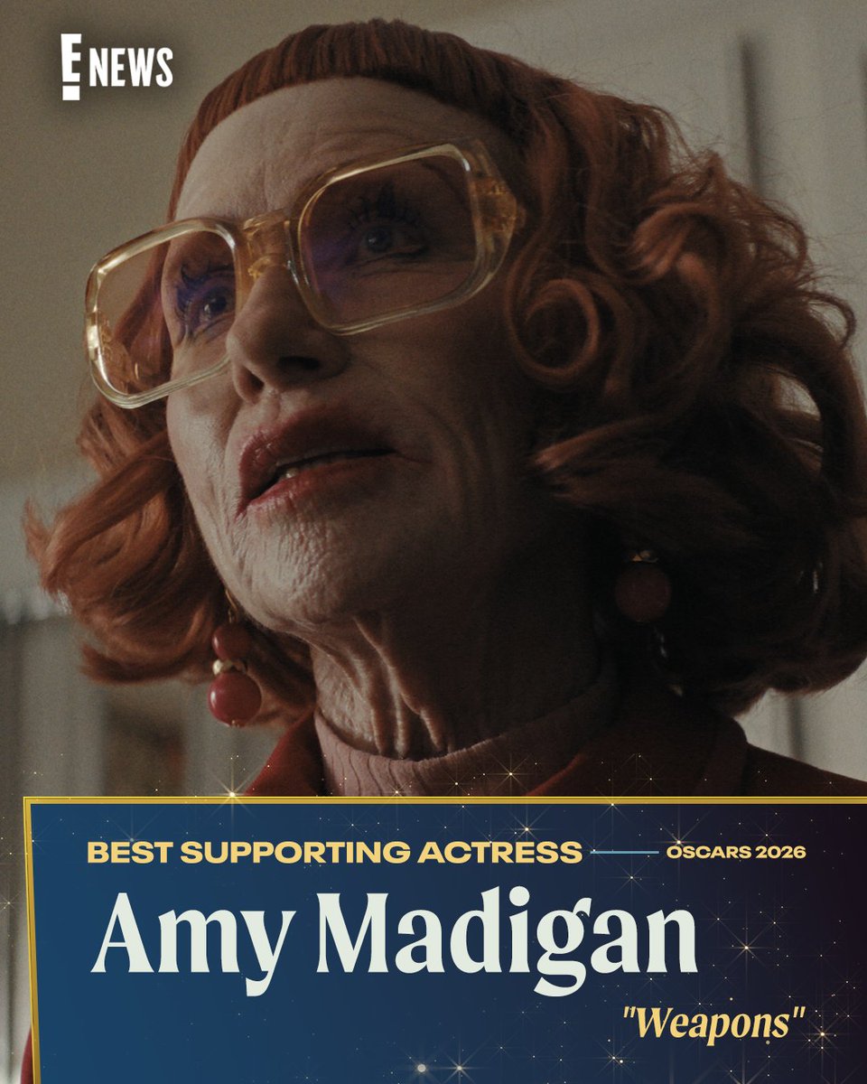 enews's tweet photo. And the #Oscars winner for Best Supporting Actress is AMY MADIGAN – “Weapons”

See the full winners list: https://t.co/VNaQ2pJa2q https://t.co/QHGZrQCTau