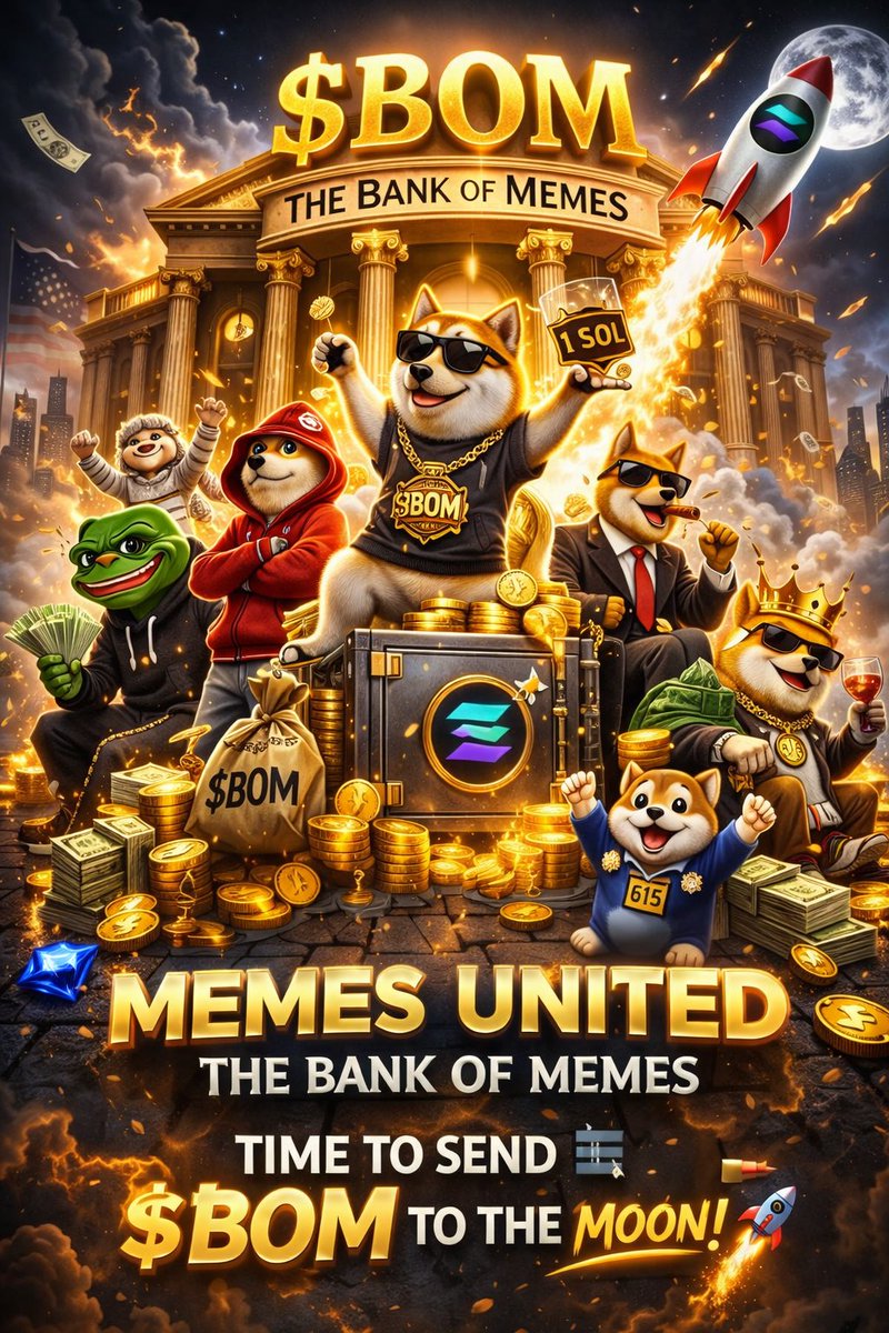 TheComradeWeb3's tweet photo. Memes are more than jokes!!

They are a movement.
Welcome to the Bank of Memes 🏦
Join the army.

$BOM is just getting started 🚀

$BOM
#Memecoin
#Solana
#Crypto
#MemeArmy https://t.co/uIpsFU1lfn
